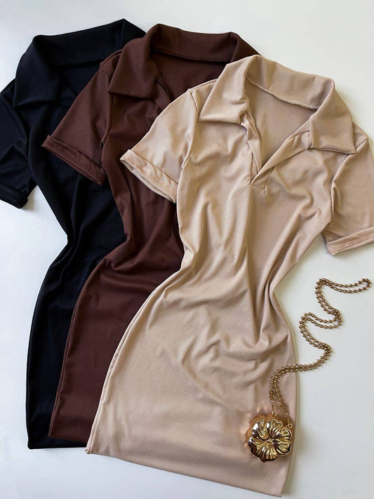 Vestido Curto em Ribana Gola Polo Raiane Ref. 1690