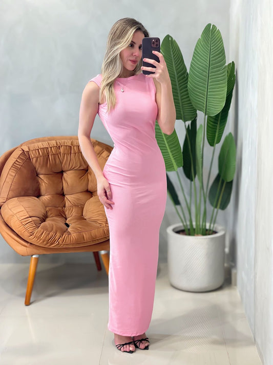 Vestido Longo em Ribana Regata Costas Nua Rafaela Ref. 1667