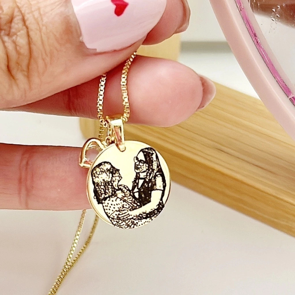 Colar medalha personalizado M banho de ouro