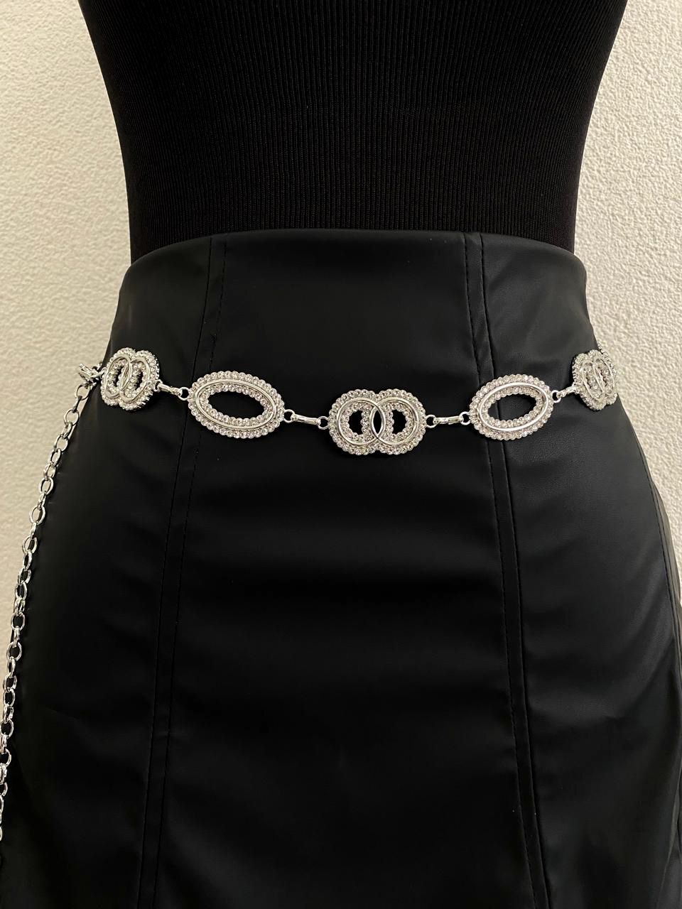 Cinto Corrente Argolas com Strass Ref. 1063