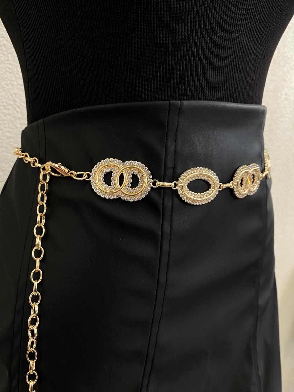 Cinto Corrente Argolas com Strass Ref. 1063