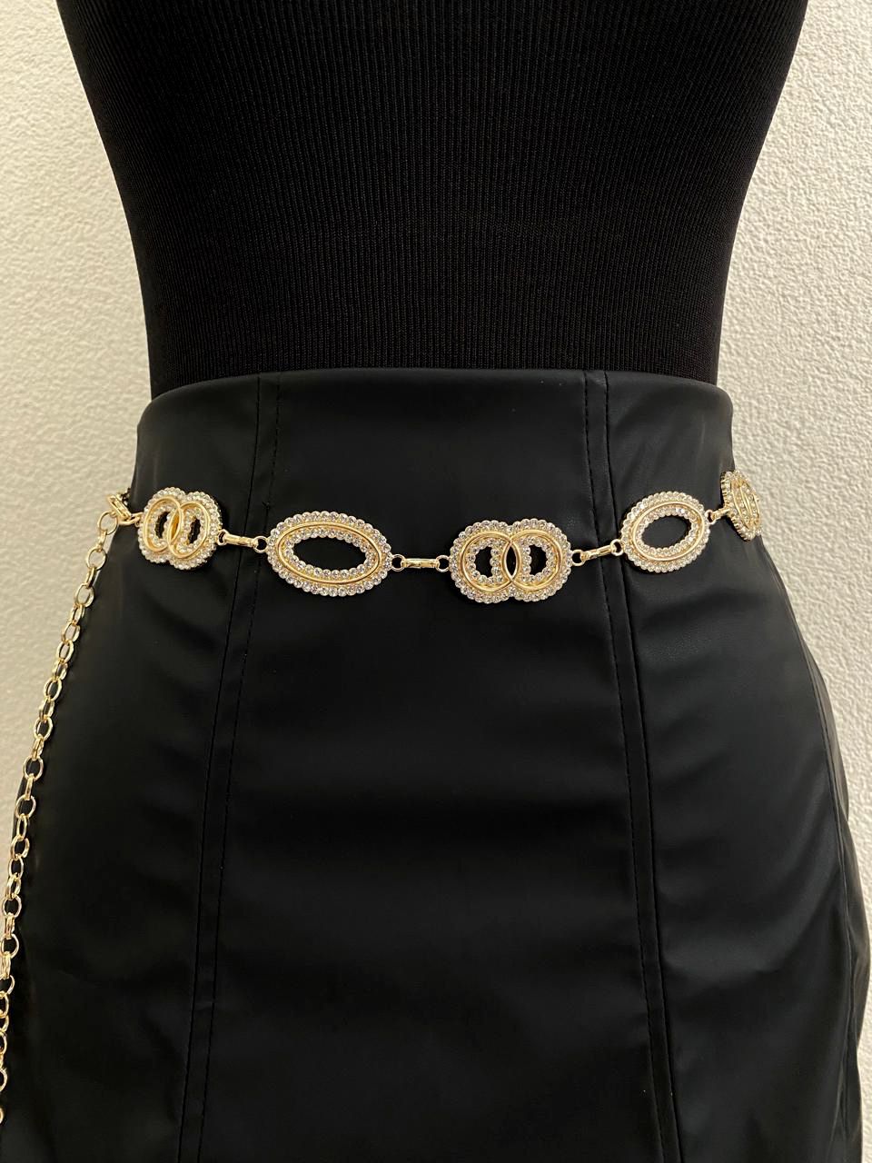 Cinto Corrente Argolas com Strass Ref. 1063