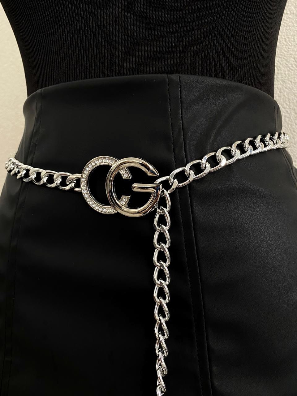 Cinto Corrente Inspiração Gucci com Strass Ref. 1654