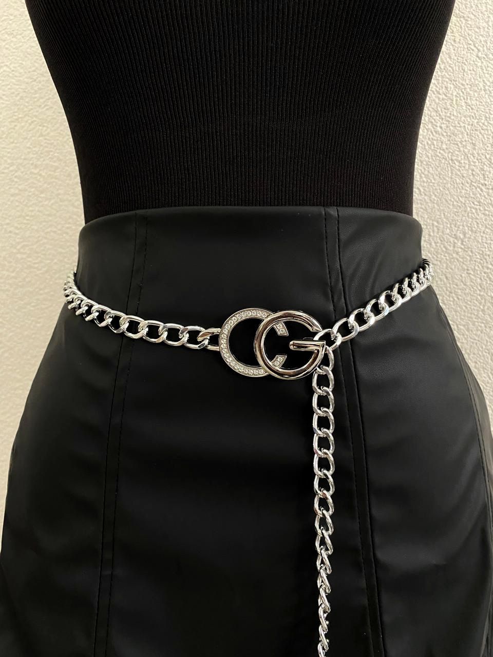 Cinto Corrente Inspiração Gucci com Strass Ref. 1654