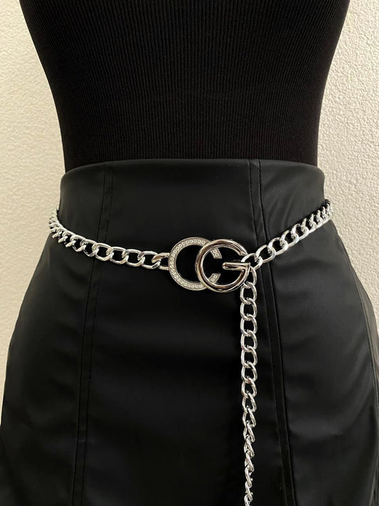 Cinto Corrente Inspiração Gucci com Strass Ref. 1654